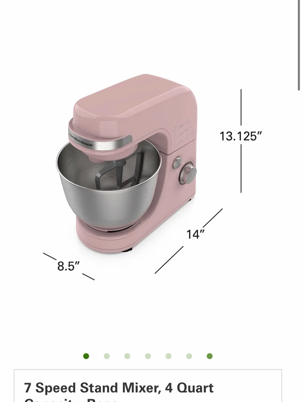 Hamilton Beach Stand Mixer in Dusty Pink with Stainless Bowl